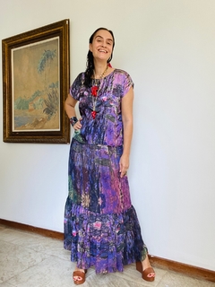 Saia Babado Longa Monet Lilás - loja online