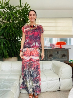 Imagem do Camiseta Kaftan Cetim Monet Vermelho