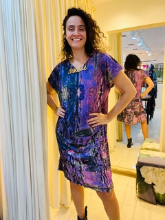 Vestido Kaftan V Jersey Lilás na internet