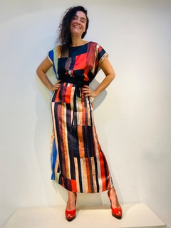 Vestido Kaftan Longo Cetim Klee Listra - loja online