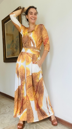 Macacão Sereia Jersey Folhas Douradas
