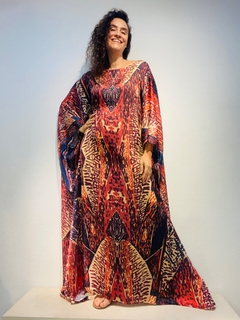 Vestido Maxi Longo Cetim Leques on internet