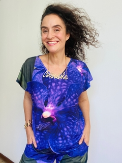 Camiseta Kaftan V Jersey Orquídea Roxo - ALESSA