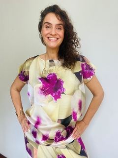 Camiseta Kaftan Cetim Orquídea Branco - online store