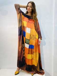 Vestido Maxi Longo Cetim Quadrados - buy online