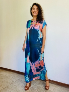 Vestido Kaftan Longo Cetim Moinho Invert on internet