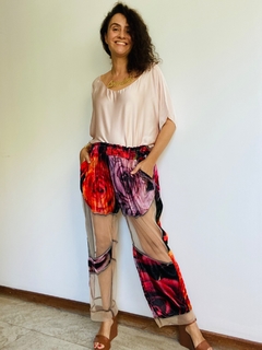 Calça Jogging Desfile Veludo Tule Rosas