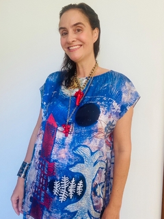 Camiseta Kaftan Cetim Paul Klee Azul - comprar online