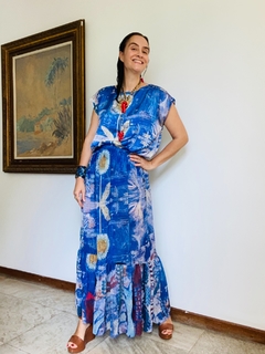 Camiseta Kaftan Cetim Paul Klee Azul - loja online