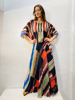 Vestido Morcego Saia Plissada Crepe Klee Listra na internet