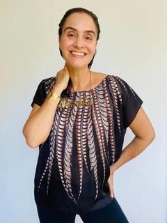 Camiseta Kaftan Cetim Faisão Preto - loja online