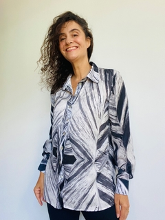 Camisa Social Crepe Folha Listrado - comprar online