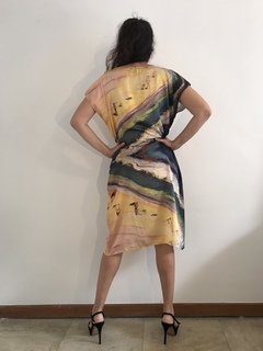 Vestido Curto Kaftan Cetim Praia - ALESSA
