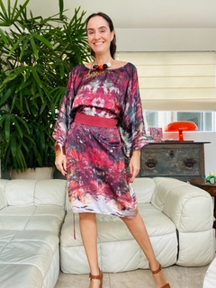 Vestido Maxi Curto Cetim Monet Vermelho - loja online