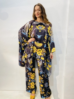 Camiseta Maxi Cetim Passaro Azul - loja online