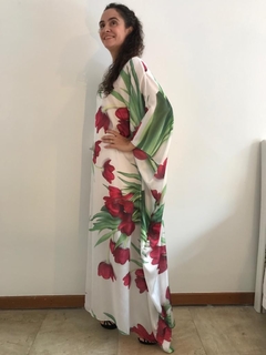 Vestido Longo Maxi Cetim Tulipa Vermelha na internet