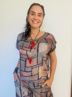 Camiseta Kaftan Cetim Paul Klee Cinza on internet