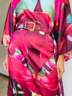 Imagem do Vestido Maxi Midi Cetim Orquidea Vermelho