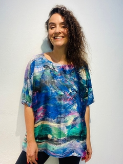 Camiseta Morcego Cetim Joan Blue - ALESSA