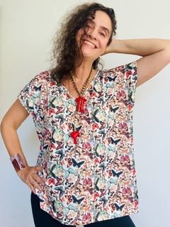 Camiseta Kaftan V Jersey Borboletas