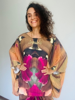 Image of Camiseta Plissada Crepe Orquidea Amarelo