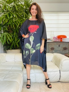 Vestido Maxi Curto Cetim Rosa Única Preto - ALESSA