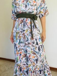 Vestido Morcego Bab Longo Crepe Pássaros - buy online