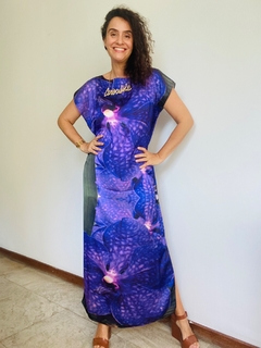 Vestido Kaftan Longo Cetim Orquídea Roxo - buy online
