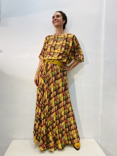 Vestido Morcego Plissado Cetim/Crepe Macarron - loja online