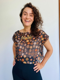 Camiseta Cropped Chiffon Moedas