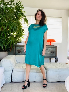 Vestido Kaftan Cetim Verde - ALESSA