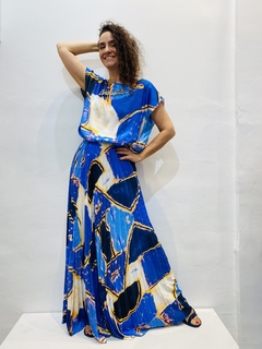 Saia Plissada Crepe Blue - ALESSA