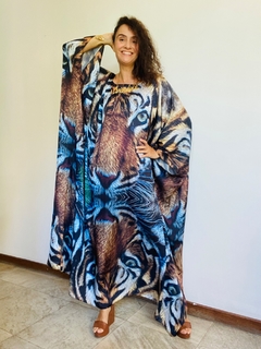 Vestido Maxi Longo Cetim Tigre