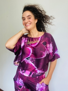 Imagem do Camiseta Morcego Cetim Orquídea Vinho
