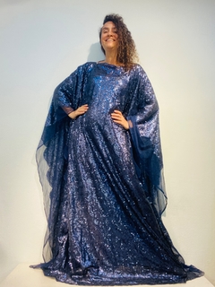 Image of Vestido Maxi Longo Paetê Indigo