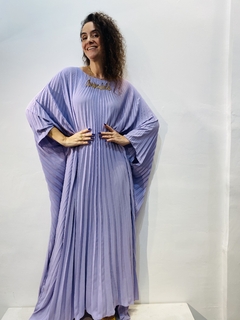 Vestido Plissado Longo Crepe Lavanda - comprar online