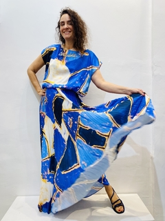 Saia Plissada Crepe Blue on internet