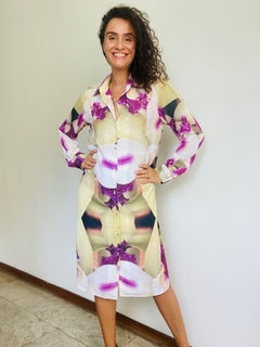 Vestido Chemise Curto Crepe Orquídea Branco