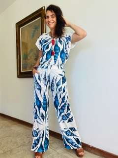 Calça Reta Jersey Concha Azul - loja online