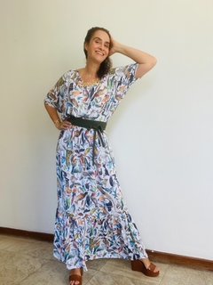 Vestido Morcego Bab Longo Crepe Pássaros - buy online