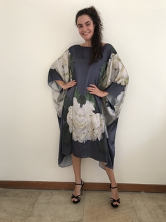 Vestido Curto Maxi Cetim Hortênsia Cinza - comprar online