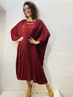 Imagem do Vestido Plissado Longo Crepe Vinho