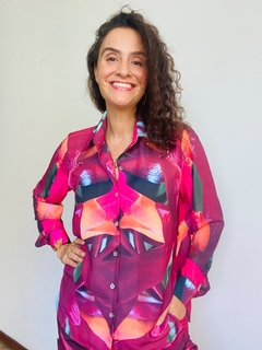 Camisa Social Crepe Orquídea Vermelho - loja online