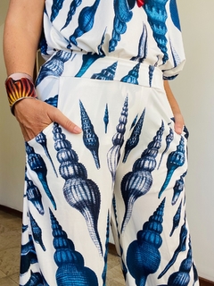 Calça Reta Jersey Concha Azul - comprar online