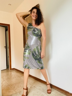 Vestido Ombro Só Curto Paetê Costela Adão on internet