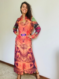 Vestido Chemise Longo Crepe Orquídea Laranja - online store