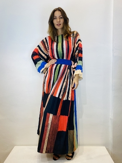 Vestido Plissado Longo Crepe Klee Listras - online store