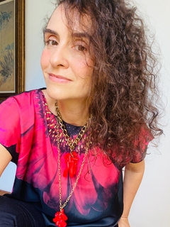 Camiseta Kaftan Cetim Gérbera Preta - online store
