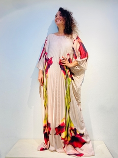 Vestido Plissado Longo Crepe Calla Vermelha - ALESSA
