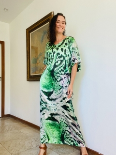 Vestido Longo T Seda Onça Verde - buy online